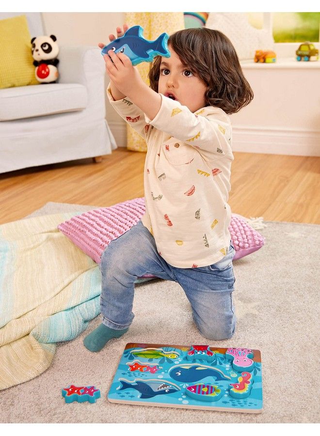 B. Toys Wooden Puzzle Chunky Puzzle For Toddlers Kids Underwater Puzzle Ocean Animals 2 Years + Peek & Explore Under The Sea - Image 3