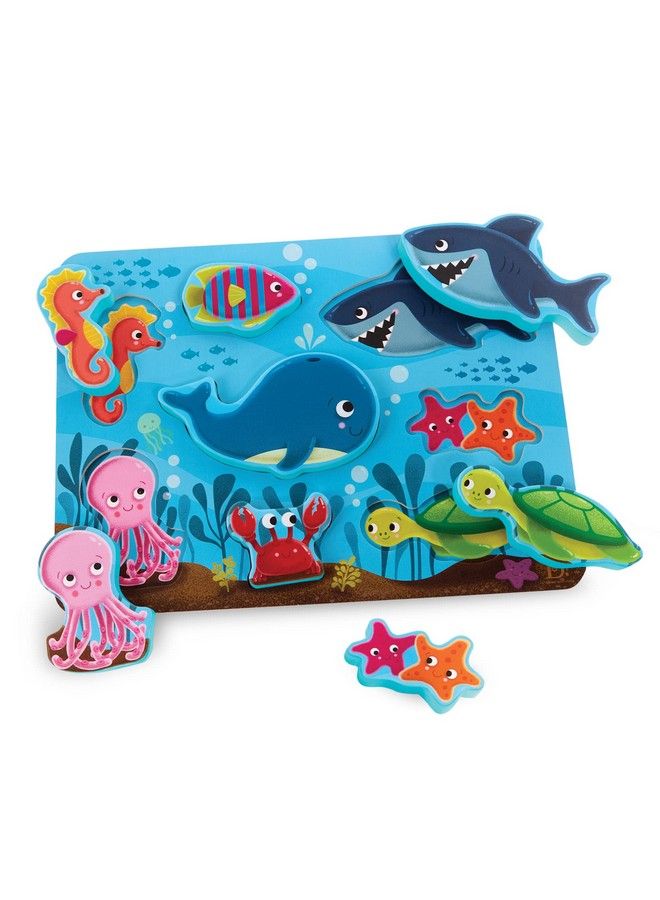 B. Toys Wooden Puzzle Chunky Puzzle For Toddlers Kids Underwater Puzzle Ocean Animals 2 Years + Peek & Explore Under The Sea - Image 1