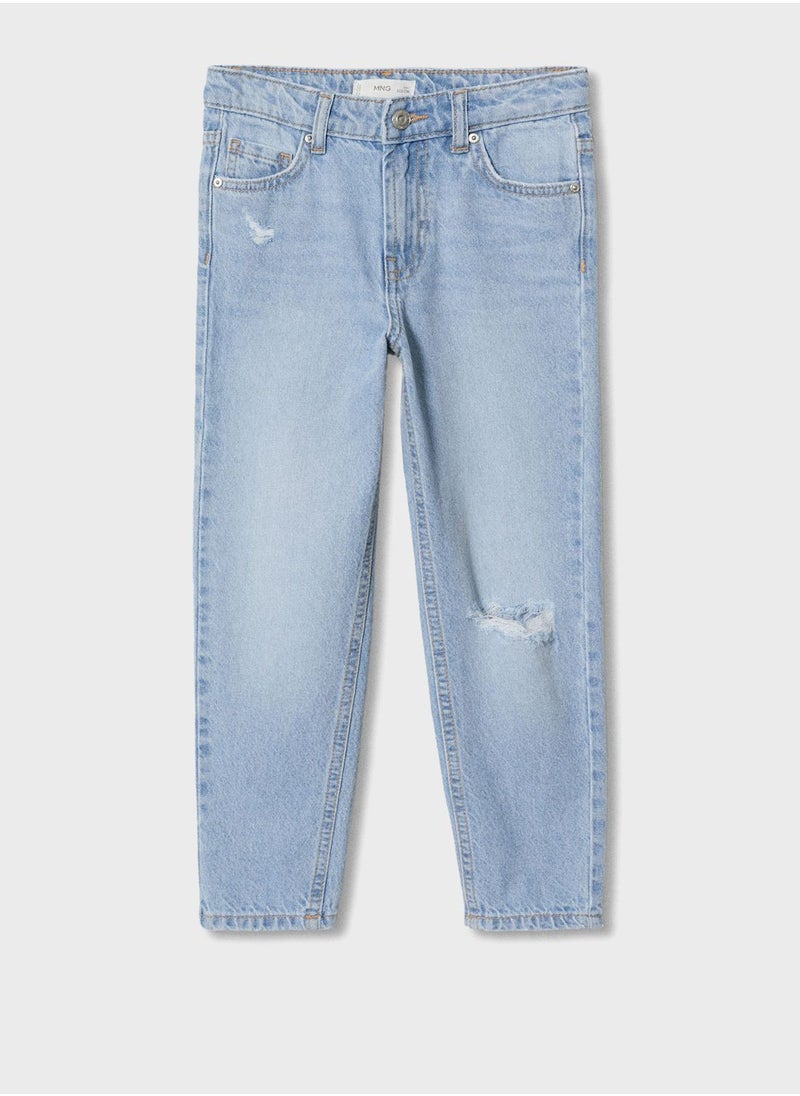 MANGO - Kids Distressed Straight Fit Jeans - Image 1