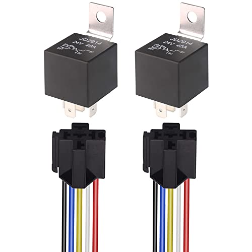 Gebildet 2pcs JD2914 Car Relay Harness 24V 40A 4 Pin SPDT 12AWG Harness Sockets with Built-in Diode for Automotive Truck Van Motorcycle Boat - Image 1