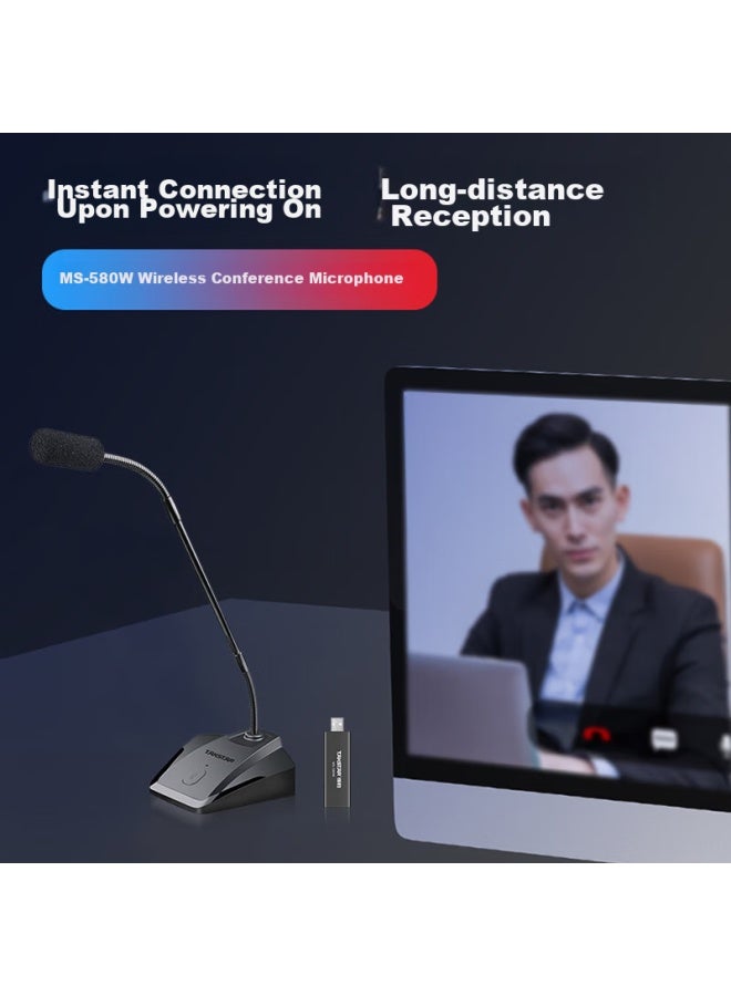 TAKSTAR ميكروفون مؤتمرات لاسلكي تاكستار MS-580W1 للاتصال عبر الإنترنت، أجهزة الكمبيوتر المكتبية، أجهزة اللابتوب، دردشة الصوت، الألعاب، وميكروفون مكثف - Image 2