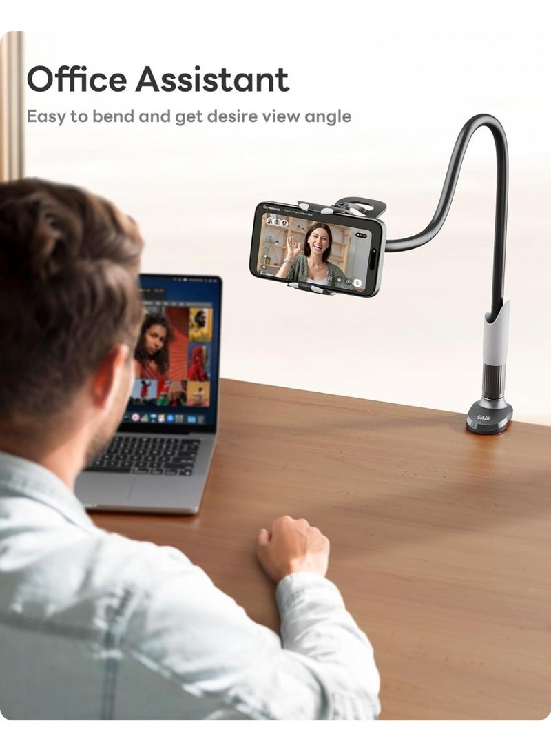 SAIJI Flexible Phone Holder and Long Arm Stand, Clip-On Bracket for 4.0-6.5 Inch Phone Holder Document Camera (Black) - Image 5