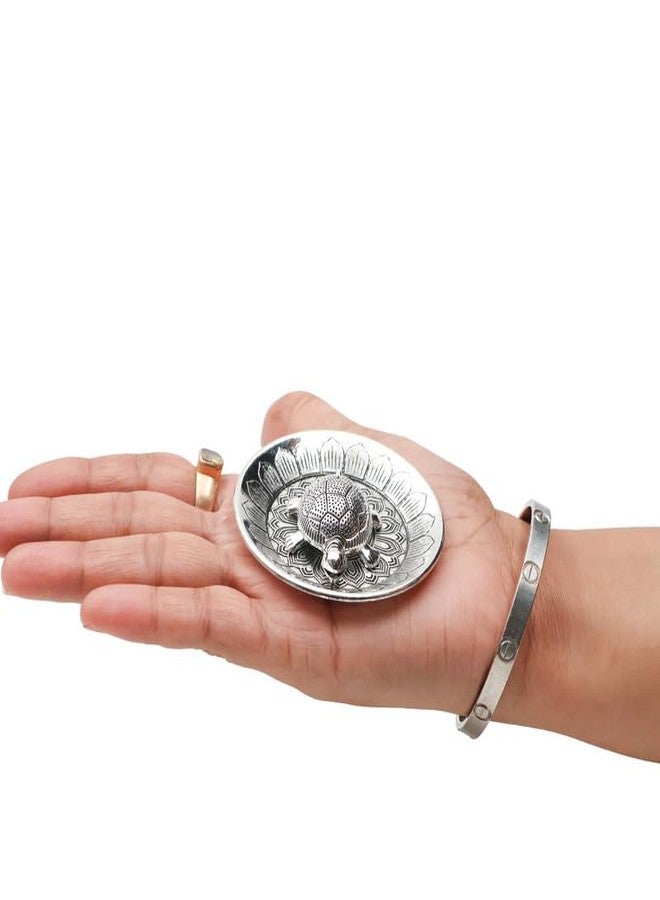 DOKCHAN Vastu Feng Shui Metal Silver Color Tortoise with Plate | Kachua Yantra for Good Luck, Tortoise om Plate Showpiece | Vastu for Career and Home Decoration (Size : 6.5cm | Weight : 31gm Approxe) - Image 5