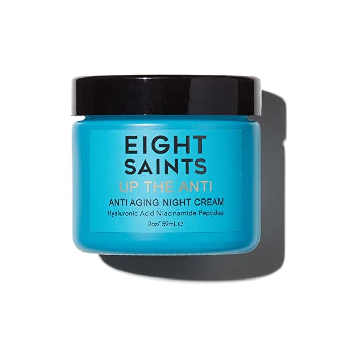 Eight Saints Skin Care Up the Anti Night Cream Face Moisturizer to Reduce Fine Lines and Wrinkles, Anti Aging Cream For Face & Neck with Hyaluronic Acid, Niacinamide, and Peptides, 2 Ounces