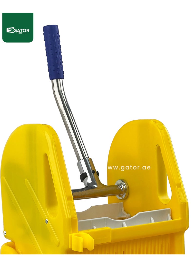 Gator Mop Bucket & Wringer, 360-Degree Rotating Swivel Wheels, Deluxe Down-Press Wringer, 25L, Yellow  - Image 5