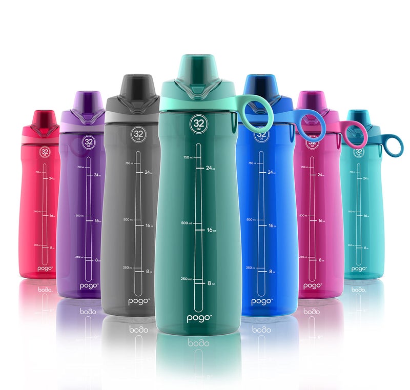 Pogo BPA-Free Plastic Water Bottle with Chug Lid  32 Oz  Quetzal Teal