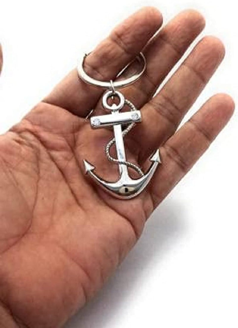 AUGEN Premium Anchor Stainless Steel Keychain Metal For Gifting With Key Ring Anti-Rust (Pack Of 1) - Image 3