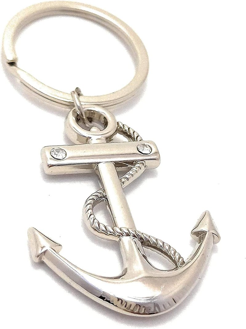 AUGEN Premium Anchor Stainless Steel Keychain Metal For Gifting With Key Ring Anti-Rust (Pack Of 1) - Image 1