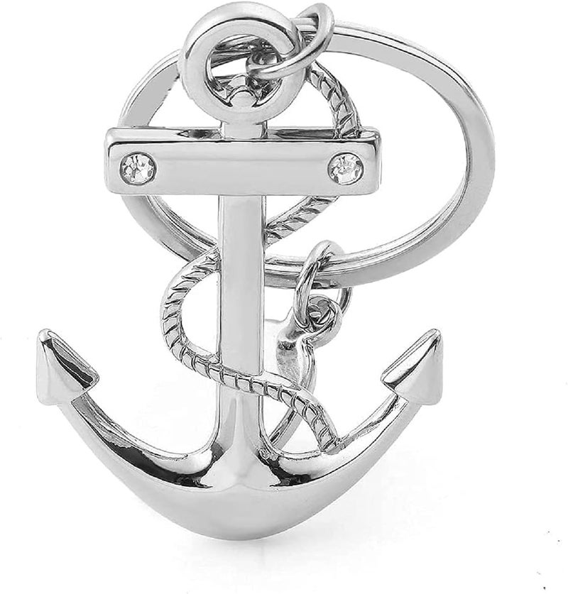 AUGEN Premium Anchor Stainless Steel Keychain Metal For Gifting With Key Ring Anti-Rust (Pack Of 1) - Image 2