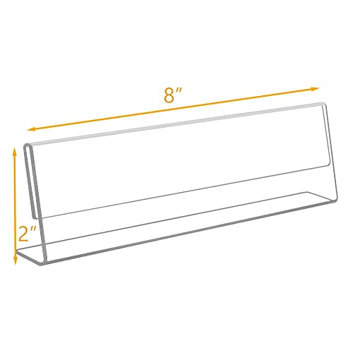 Opexscal 6 Pack 8"W x 2"H Acrylic Office Name Plates Name Labels for Desks, Horizontal Slant Back Clear Desk Sign Holder for Table Display - Image 3