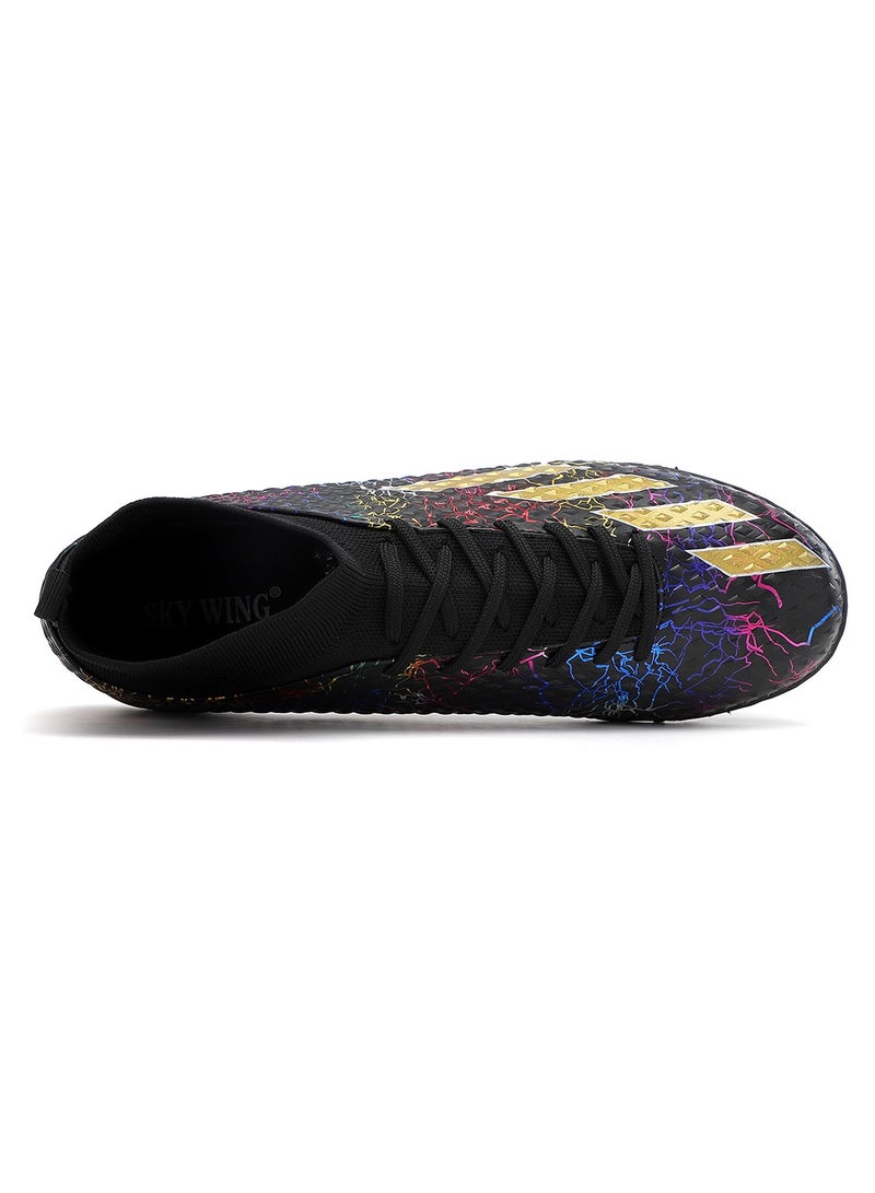 SKY WING Men and Women Soccer Shoes Adults IC or IN Flat Soccer Cleats Elastic High-collar Knit Design Lightweight Training Football Shoes - Image 5