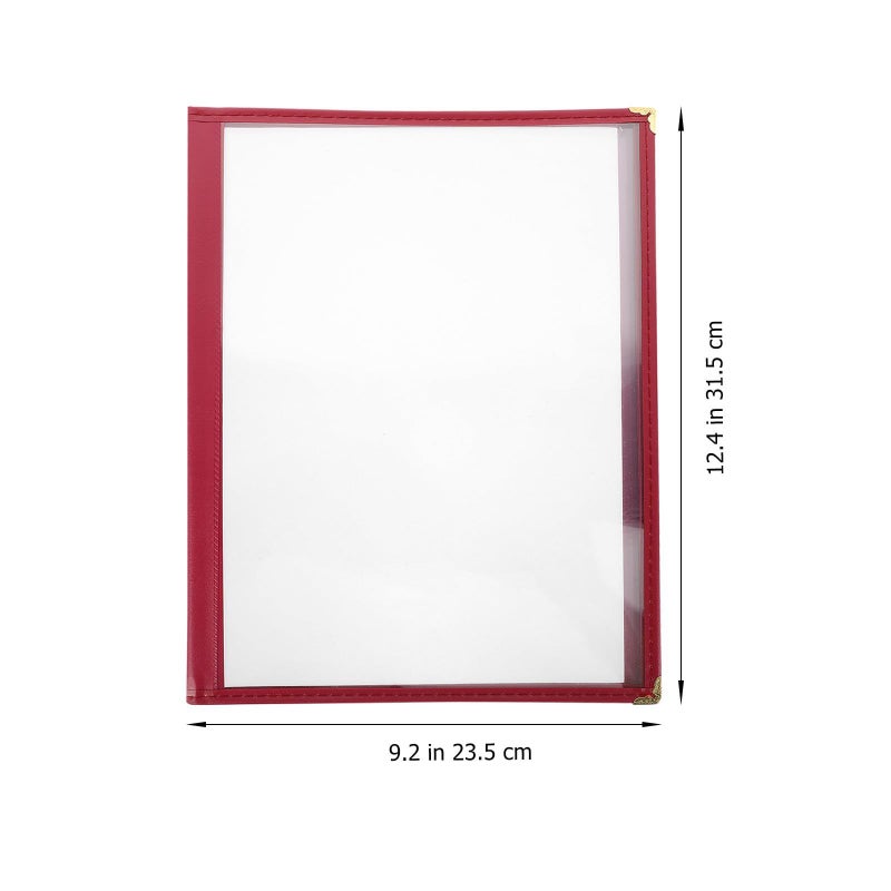 A4 Red PVC Menu Cover Folder 4 Sheet Protective Holder For Restaurant Coffee Bar Recipe - Image 3