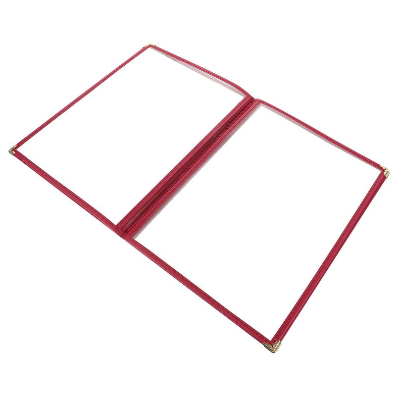 A4 Red PVC Menu Cover Folder 4 Sheet Protective Holder For Restaurant Coffee Bar Recipe - Image 2