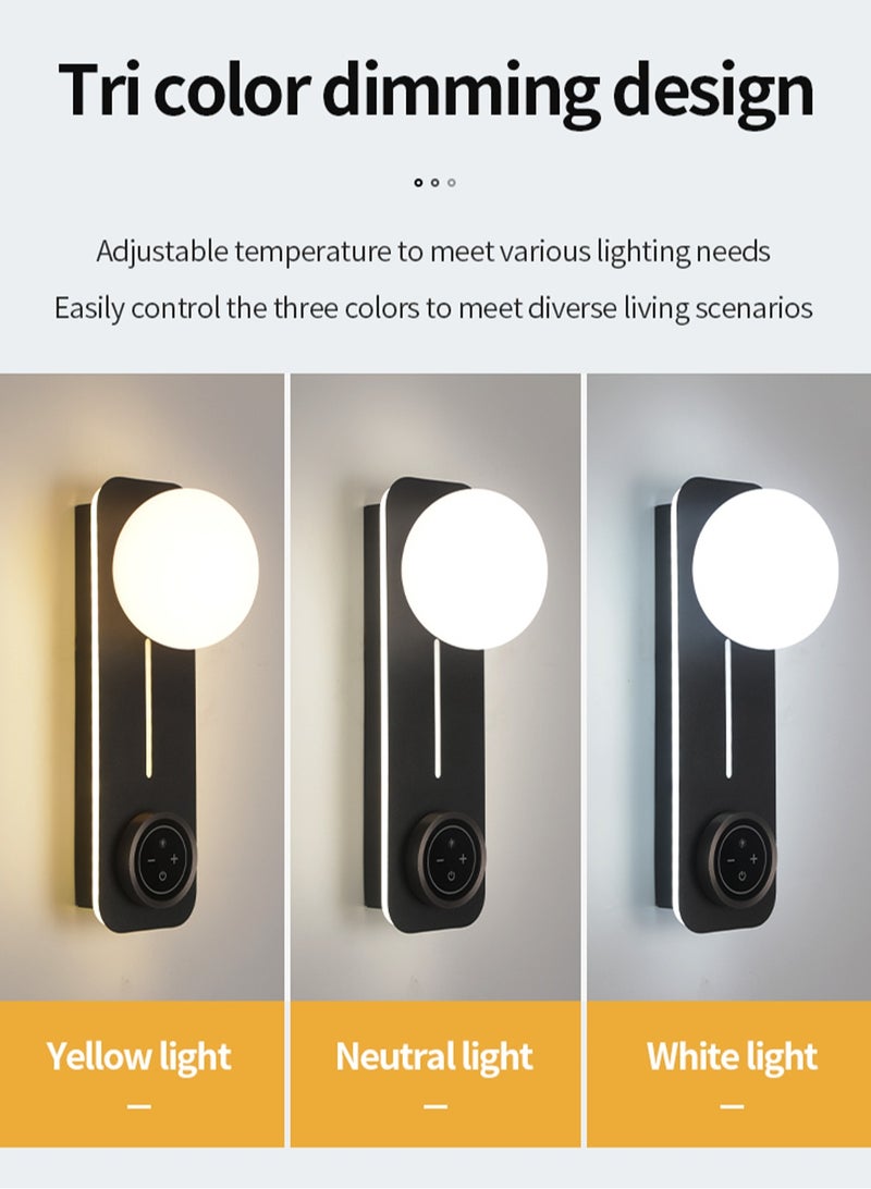 LOOPITYS Three color temperatures - simple style wall lamp, touch keyboard can adjust brightness and color temperature, suitable for living room bedroom, atmosphere light - Image 2