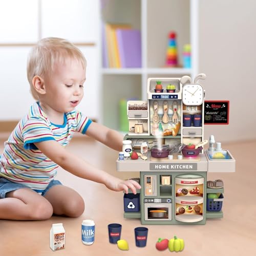 Clwone 37 Pcs Kitchen Playset for Kids – Tabletop Mini Cooking Toy with Stove, Utensils, Lights & Sounds | Best Birthday Gift for Toddlers Age 3-5 - Image 2