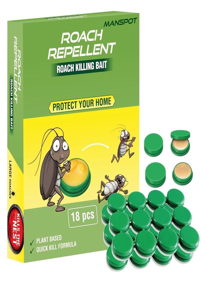MANSPOT Natural Cockroach Killer for Kitchens, Bathrooms, and Cabinets, Eco-Friendly Home Remedy for Indoor Cockroach Control (Pack of 18) - Image 1
