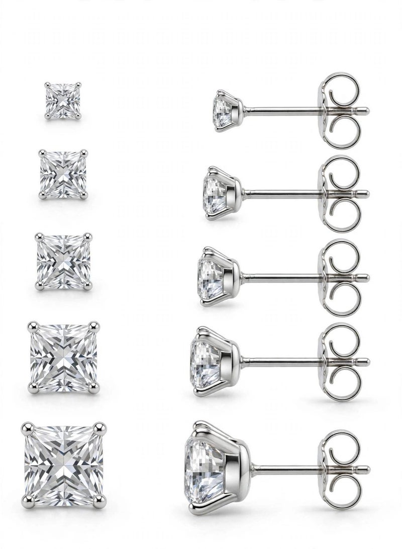A group of 5 pairs of earrings studded with a new and elegant modern design, zirconium earrings are anti -stainless steel. - Image 1