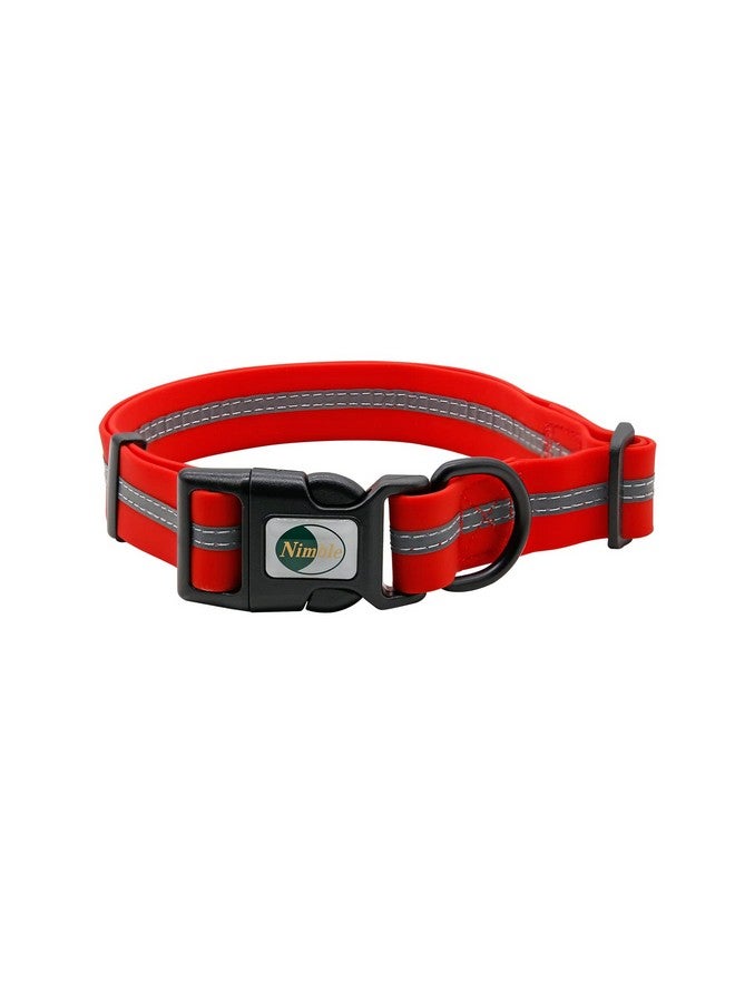 NIMBLE Dog Collar Waterproof Pet Collars Anti-Odor Durable Adjustable PVC & Polyester Soft with Reflective Cloth Stripe Basic Dog Collars S/M/L Sizes (Large (15.35”-24.8”inches), Candy Red) - Image 1