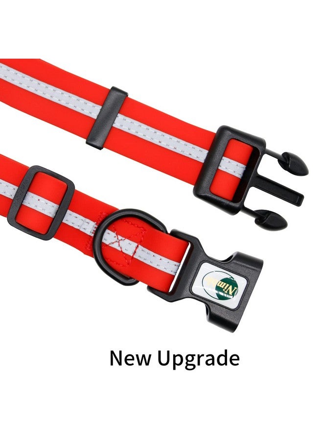 NIMBLE Dog Collar Waterproof Pet Collars Anti-Odor Durable Adjustable PVC & Polyester Soft with Reflective Cloth Stripe Basic Dog Collars S/M/L Sizes (Large (15.35”-24.8”inches), Candy Red) - Image 4
