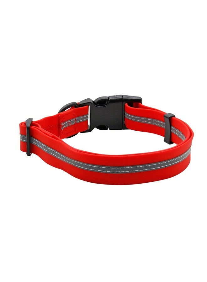 NIMBLE Dog Collar Waterproof Pet Collars Anti-Odor Durable Adjustable PVC & Polyester Soft with Reflective Cloth Stripe Basic Dog Collars S/M/L Sizes (Large (15.35”-24.8”inches), Candy Red) - Image 2