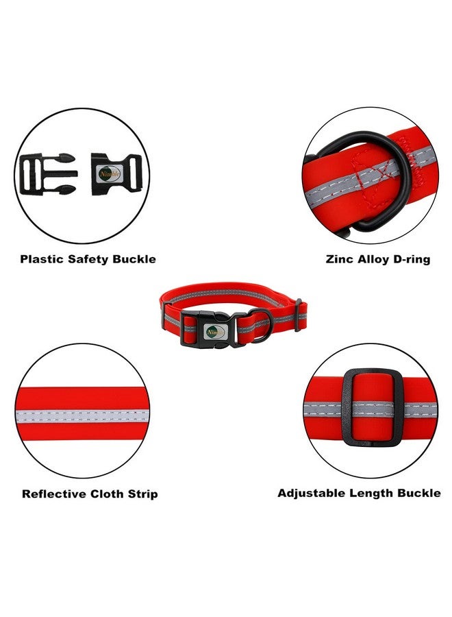 NIMBLE Dog Collar Waterproof Pet Collars Anti-Odor Durable Adjustable PVC & Polyester Soft with Reflective Cloth Stripe Basic Dog Collars S/M/L Sizes (Large (15.35”-24.8”inches), Candy Red) - Image 5