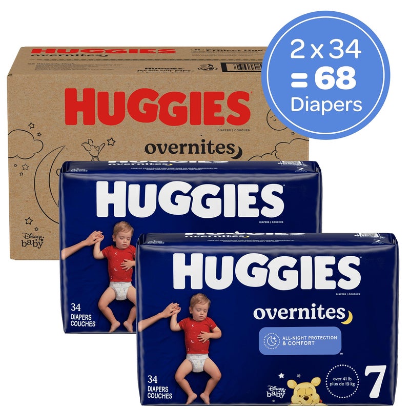 هجيز Huggies Size 7 Overnites Baby Diapers: Overnight Diapers, Size 7 (41+ lbs), 68 Ct (2 Packs of 34) - Image 2