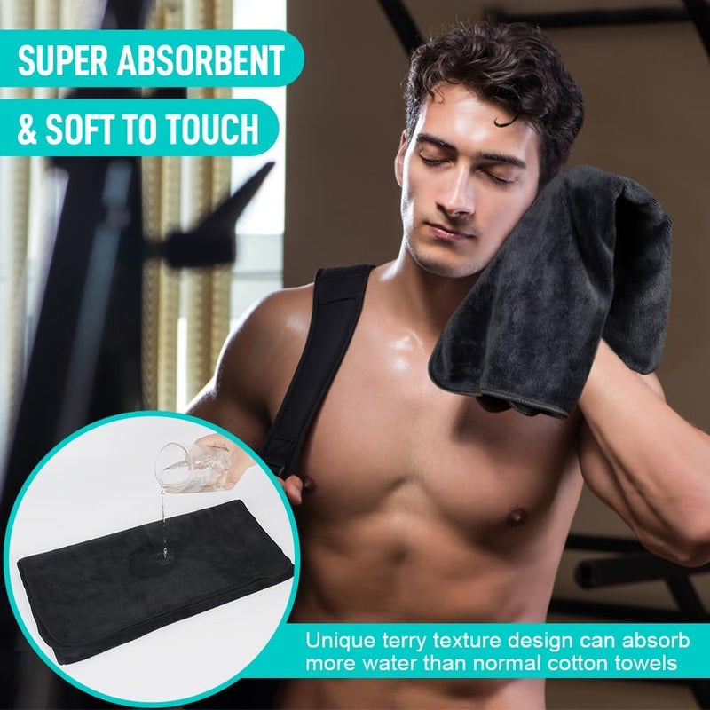 Sinland Microfiber Gym Towels Sports Fitness Workout Sweat Towel Super Soft and Absorbent 3 Pack 16 Inch X 32 Inch - Image 4