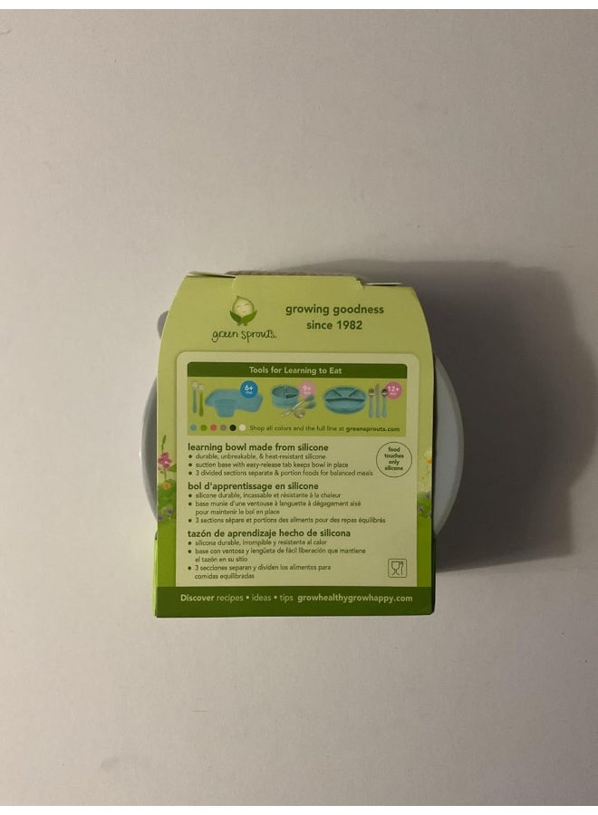 green sprouts Learning Bowl | Helps toddler develop independent eating skills | Heat-resistant silicone, Suction cup base with easy-release tab, 3 sections marked to measure portions, Dishwasher safe - Image 3