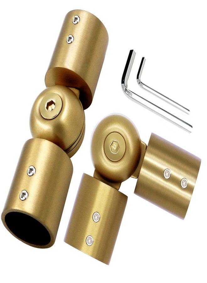 LISTENJIALE Window Curtain Rod Corner Connector Set of 2,LISTENJIALE Adjustable Corner Curtain Rod Connector for 1 Inch Bay Windows(Gold) - Image 1