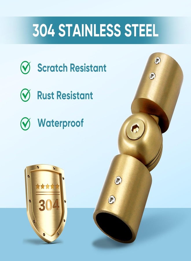 LISTENJIALE Window Curtain Rod Corner Connector Set of 2,LISTENJIALE Adjustable Corner Curtain Rod Connector for 1 Inch Bay Windows(Gold) - Image 3