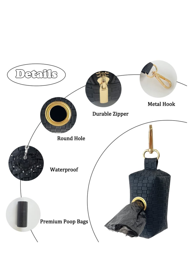 Leather Dog Bag Holder, Dog Bag Holder, Portable Pet Waste Bag, Bag Container Waste Bag Holder Leash Attachment, Fits Any Dog Leash, with 2 Rolls of Bags (Random Color)  - Image 1