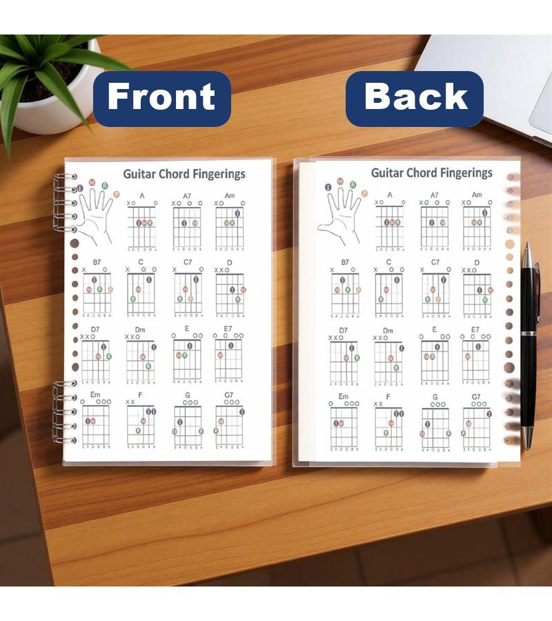 A5 دفتر ملاحظات أوتار الجيتار، حلزوني التجليد، مع رسوم بيانية واضحة وعلامات الأوتار المفتوحة - Image 4