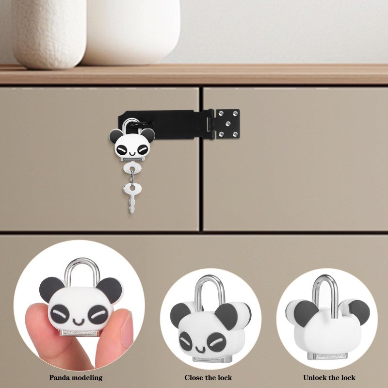 Panda Cartoon Mini Padlock For Locker Cabinet Bag Small Metal Luggage Lock With Key - Image 4