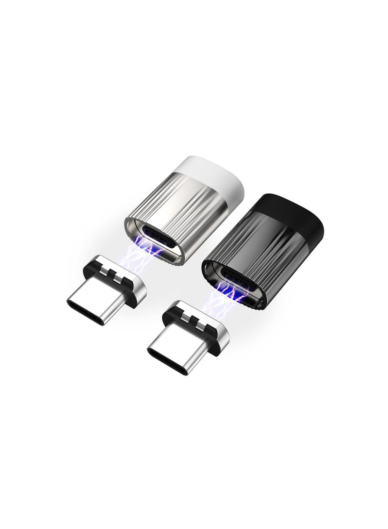 Captaintech 2 Pack USB C Magnetic Adapter USB PD 120W Quick Charge 480Mb/s Data Transfer USB-C Mobile Phone Type C Connector Compatible with Mobile Phone Laptops Tablets and Notebook Computers - Image 1