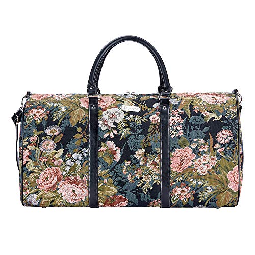 Signare Tapestry Large Travel Duffle Bag Ladies Overnight Weekender Carryon Gym Sports Duffel bags for Women with Floral Peony Design (BHOLD-PEO) - Image 1