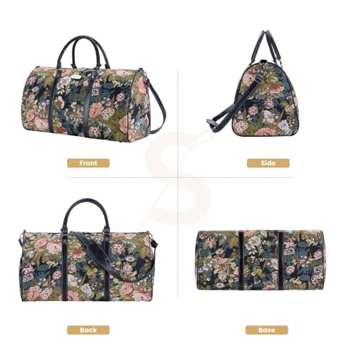 Signare Tapestry Large Travel Duffle Bag Ladies Overnight Weekender Carryon Gym Sports Duffel bags for Women with Floral Peony Design (BHOLD-PEO) - Image 2