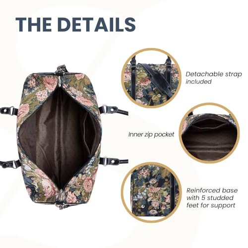 Signare Tapestry Large Travel Duffle Bag Ladies Overnight Weekender Carryon Gym Sports Duffel bags for Women with Floral Peony Design (BHOLD-PEO) - Image 4