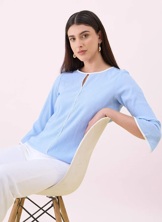 Salt Attire SALT ATTIRE Keyhole Neck Crepe Top