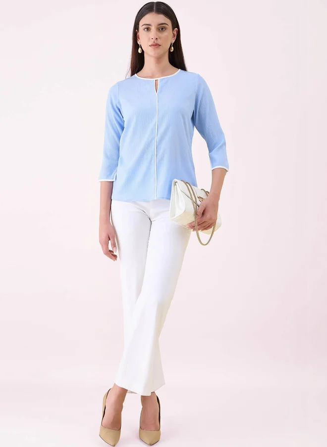 Salt Attire  SALT ATTIRE Keyhole Neck Crepe Top for Women | Best Price UAE