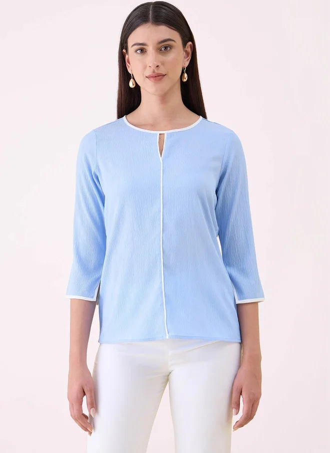 Salt Attire SALT ATTIRE Keyhole Neck Crepe Top