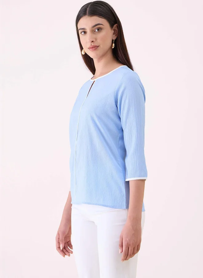 Salt Attire  SALT ATTIRE Keyhole Neck Crepe Top for Women | Best Price UAE