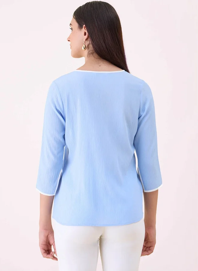 Salt Attire  SALT ATTIRE Keyhole Neck Crepe Top for Women | Best Price UAE