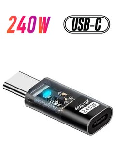 USB C Connector USB4 Type C 240W Power 40Gbps Data 8K Video Extension Connector Adapter Transparent with LED