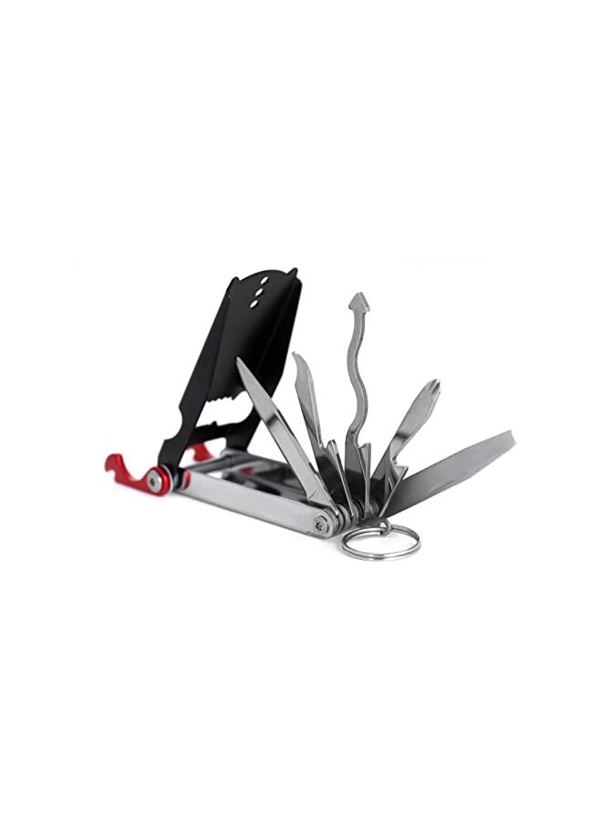 PROMASS Mobile Phone Stand Holder Desktop, Full Metal Foldable Portable Keychain Accessories (black) - Image 2