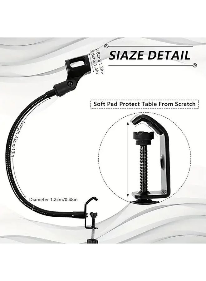 Black Gooseneck Microphone Stand Adjustable Desktop Boom Arm For Podcast Conference - Image 3