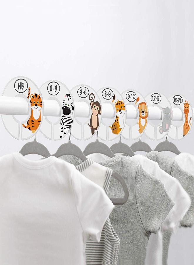 Little Miracles Baby Closet Size Dividers - 7X Safari Nursery Closet Dividers for Baby Clothes - Elephant Giraffe Zebra Lion Monkey Cheetah Nursery Decor - Baby Closet Dividers for Boy or Girl - [Safari] [White] - Image 2