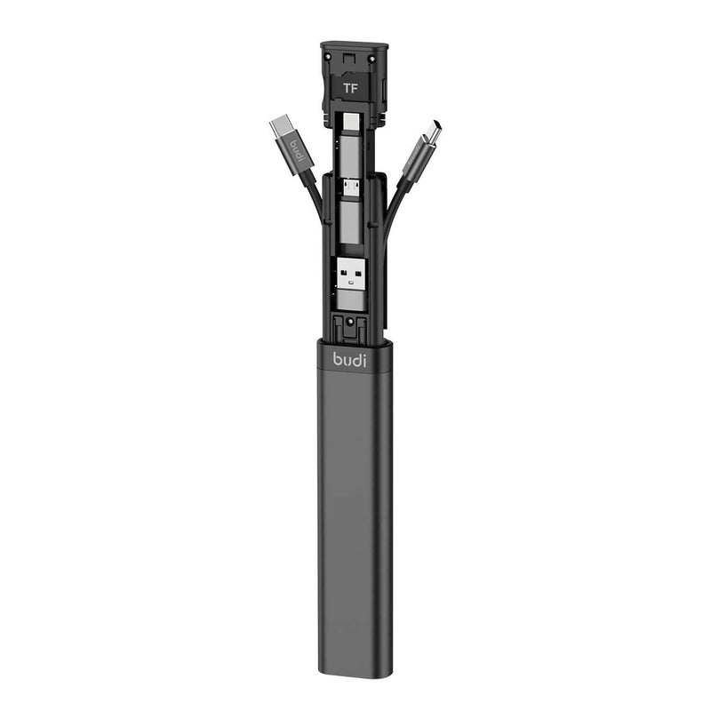 fonefunshop Budi 9-in-1 Travel Charging & Sync Cable Stick - Universal USB Adapter Kit - Black - Image 1