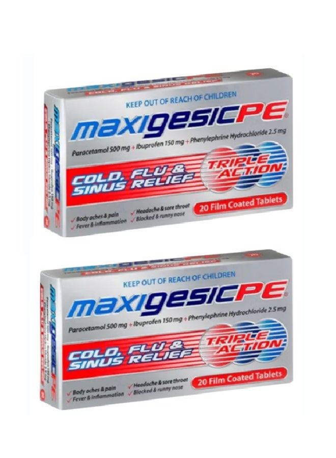 PE Tablets 20's (Cold, Flu & Sinus Relief) Twin Pack