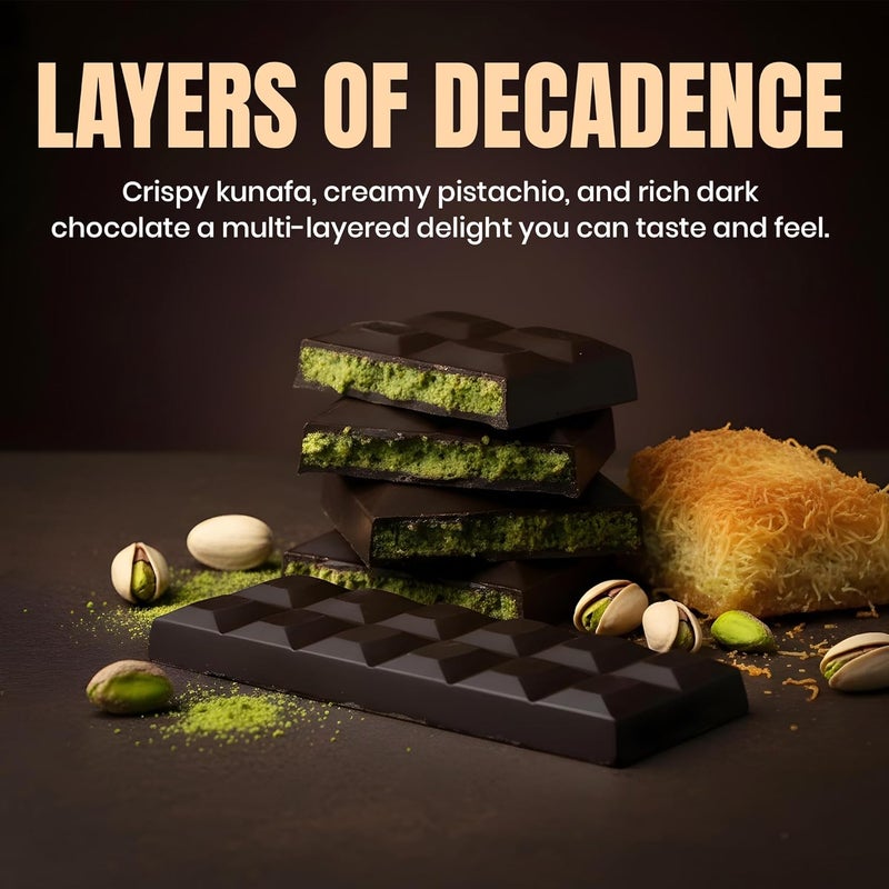 Karish Pistachio Kunafe Dark Chocolate Bar 100g – Rich Cocoa & Nutty Gourmet Treat, Low-Sugar Delight - Image 5