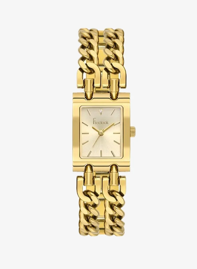 Freelook Paris Freelook - Jolie Women's Watch | Steel Case | Stainless Steel Band | Gold & Rectangle Dial | Analog | Japanese Quartz | Mineral Glass | Premium Luxury Watch | Ideal Gift | Water Resistant 50 Meters